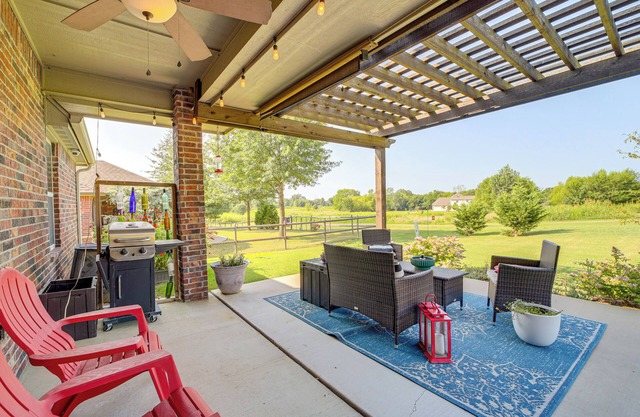 Trail Access + Patio: Peaceful Tulsa Area Retreat