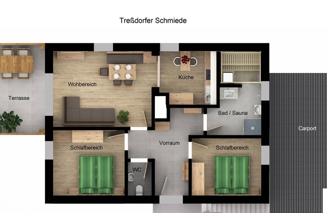 "Tressdorfer Schmiede", una casa de vacaciones con sauna y cochera para ti solo