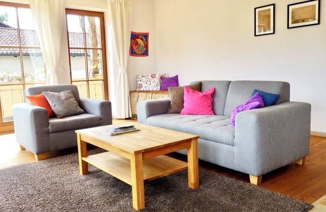 Vacation apartment with separate bedroom, sofa bed in the living room, wood-burning stove
