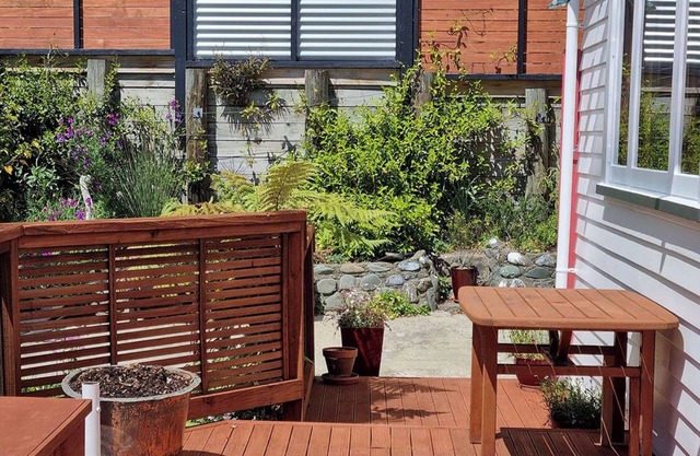 Views, art, comfort, charming house in Nelson. Deck, beautiful garden and lounge