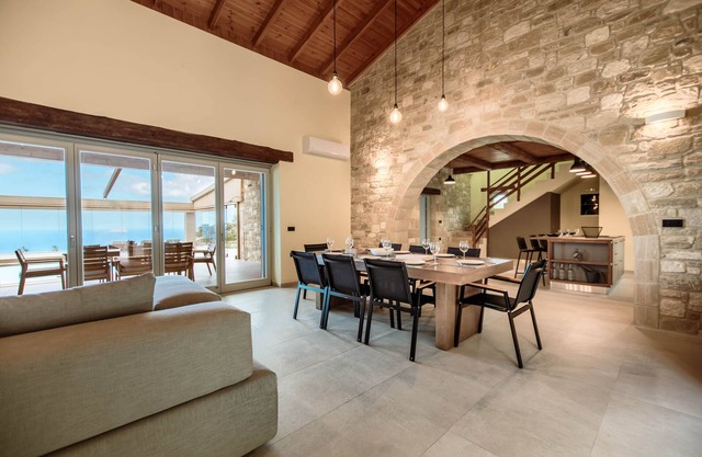 Villa Kalithea, with indoor heating pool, unlimited sunset views to the ocean.