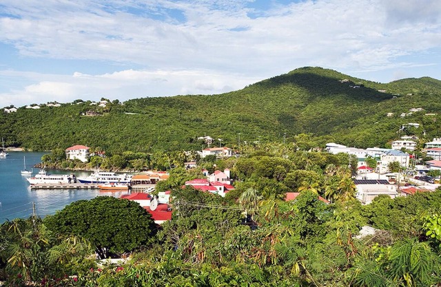 Camina hacia Cruz Bay Condo con impresionantes vistas desde el porche.
