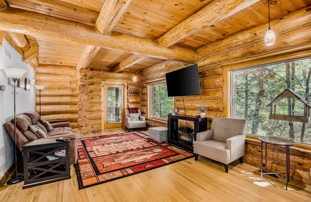 Waterfront home on Betsie River with hot tub & sauna near skiing at Crystal Mtn