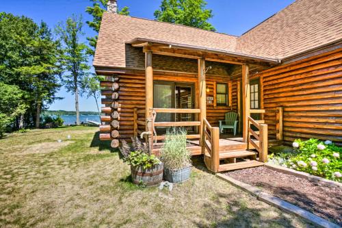 Waterfront Lake Leelanau Log Cabin with Private Dock