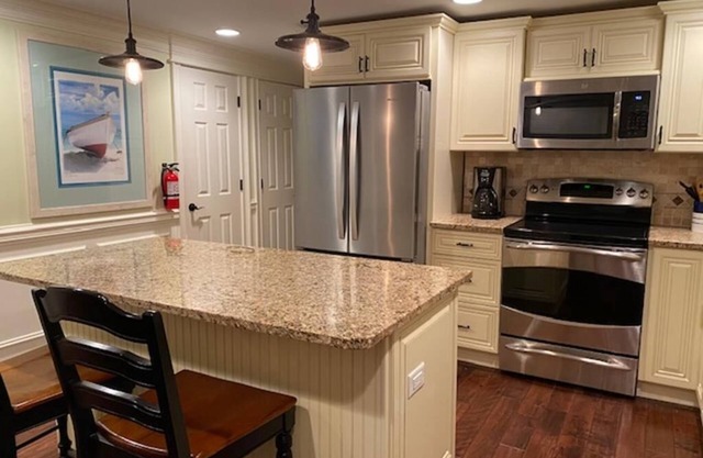 Wi/Fi. Outdoor Shower. Beautifully remodeled 1st fl condo in a building of only 4 units on the oceanblock in Brant Beach. It is just steps from the beach and very close to the bay beach area which has swimming and a play area for children.