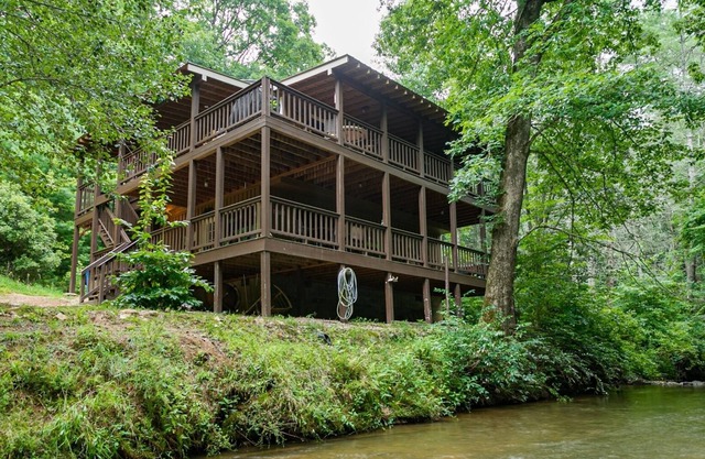 Wine Down the River - Secluded waterfront cabin with multiple decks overlooking