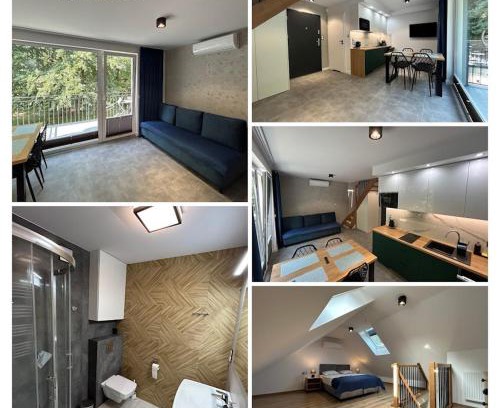 Ustka Apartamento | Apartamenty w sam las by KLIF Ustka - apartament dwupoziomy z klimatyzacją, balkonem i widokiem na las