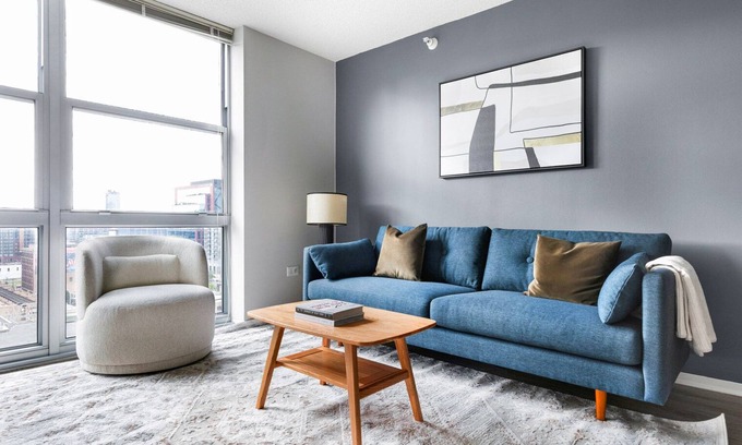 West Loop Gate Apartamento | Blueground | West Loop Gate, rooftop, nr Millennium Park