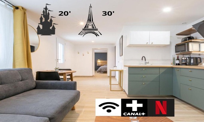Vaires-sur-Marne Apartamento | Calme absolu, terrasse et parking entre Paris et Disney