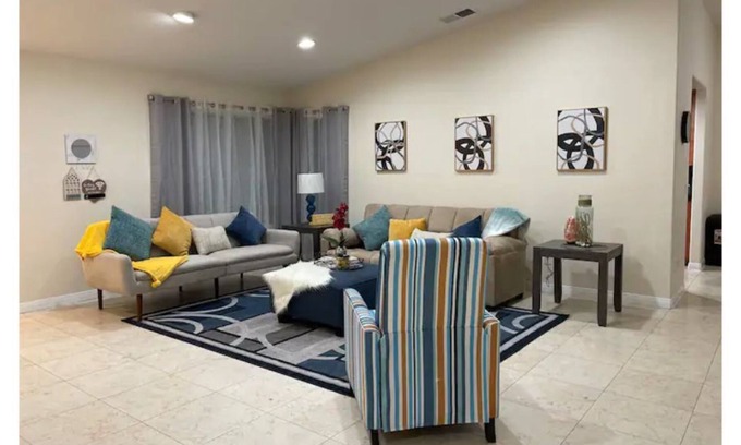 Moreno Valley Casa | Cheerful 4-bedroom home with fireplace