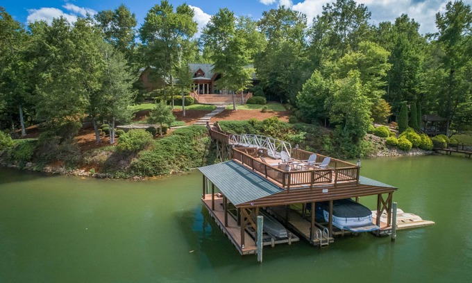 Nebo Casa | Easy Lakefront Access w/Dock, Firepit, & Mtn Views for Family Fun!