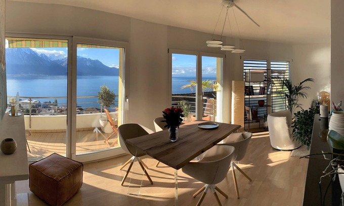 Territet Apartamento | Buena posición y vista panorámica del lago Leman