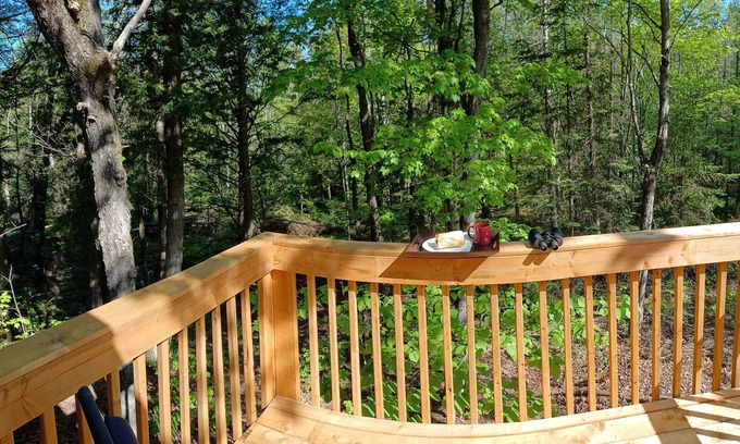 Papineau Regional County Municipality Casa | Le petit cottage du grand boisé - with wood-fired outdoor spa.