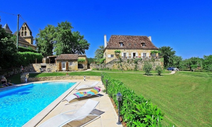Saint-Julien-de-Lampon Casa | Manor Rectory16th,5*Heated pool, Air Cdg,1ha Park, Not overlooked,10mnDord Valey