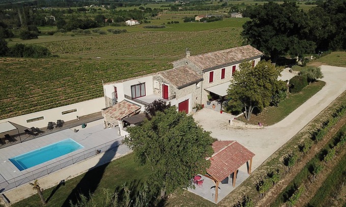 Saint-Julien-de-Peyrolas Casa | Mas Olivette, piscina privada vallada, 5 min Ardèche y gargantas Aiguèze, tranquila