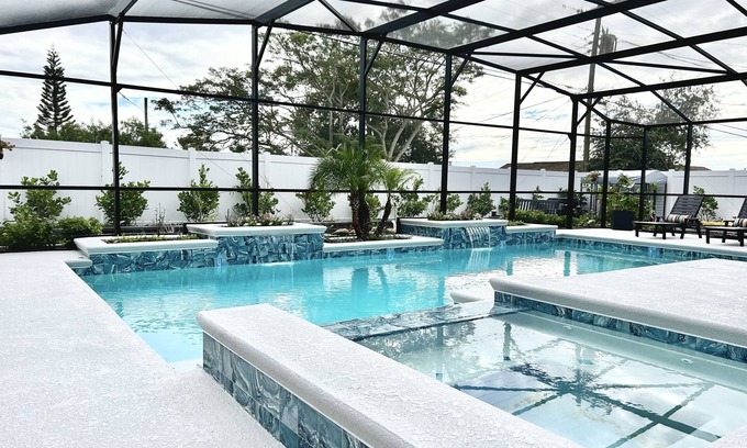 Titusville Casa | Orlando Vacation Rental Heated Pool & Spa 5 BR 3 BA Near Space, Nature, Disney