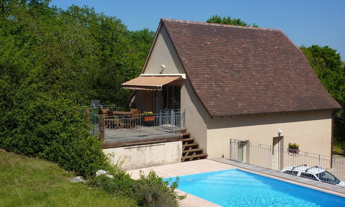 Loubressac Cabaña | Gîte des MENOYRES 8 personas. con piscina privada y jardin tranquilo