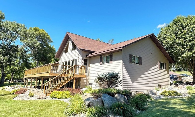 Ortonville Casa | Spacious home with a large deck and ample space for beautiful sunset viewing!