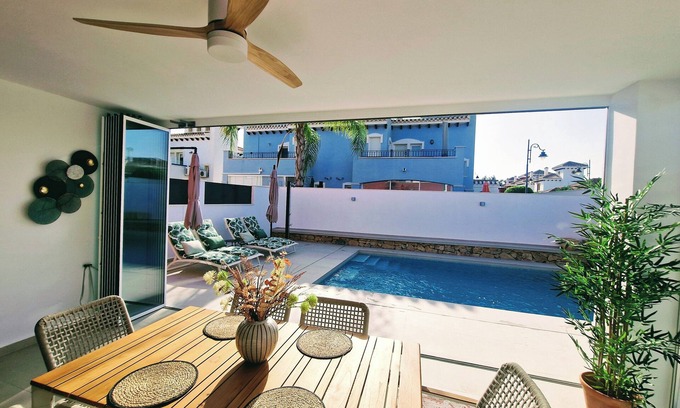 Torre-Pacheco Villa | Stunning 2-bedroom Villa in Mar Menor Golf Resort with heated, salt water pool.