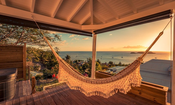 Malendure Cabina | Lodge privado con jacuzzi, impresionantes vistas de los islotes Pigeon