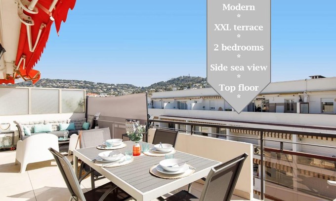 Cannes City Centre Apartamento | XXL 2 beds with XXL terrace next to Martinez Hotel