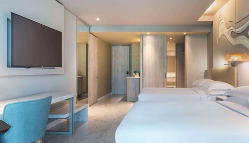 Habitación, 2 camas dobles, vistas al mar