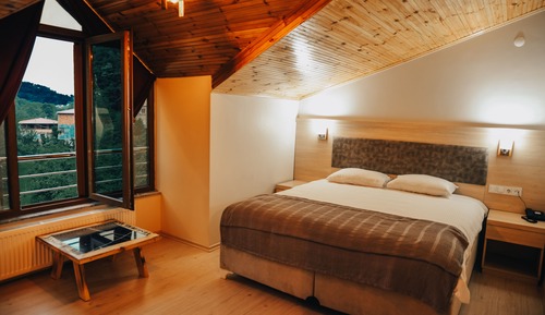 Habitación básica doble, 1 cama de matrimonio grande, vistas a la montaña