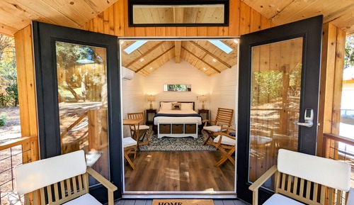 Cabaña Deluxe, 1 cama de matrimonio, patio, vistas al jardín