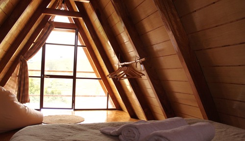 Cabaña familiar, 2 habitaciones, patio, vistas a la montaña