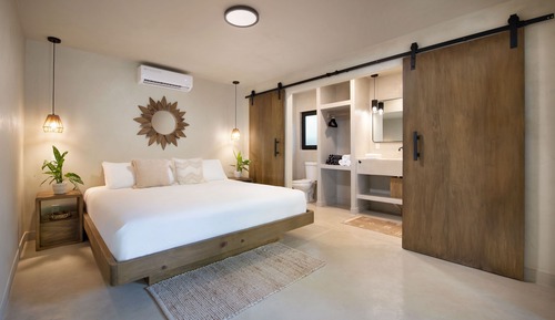 Habitación, 1 cama de matrimonio grande, terraza, vistas parciales al mar