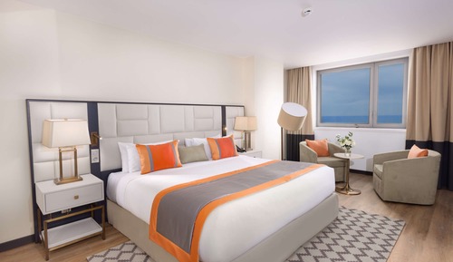 Suite junior, 1 cama de matrimonio grande con sofá cama, vistas al mar