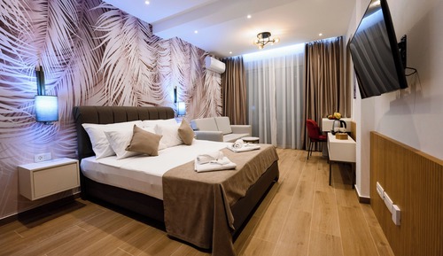 Estudio Confort, 1 cama de matrimonio con sofá cama, vistas al mar