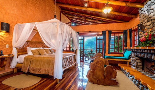 Habitación Deluxe, chimenea, vistas a la montaña