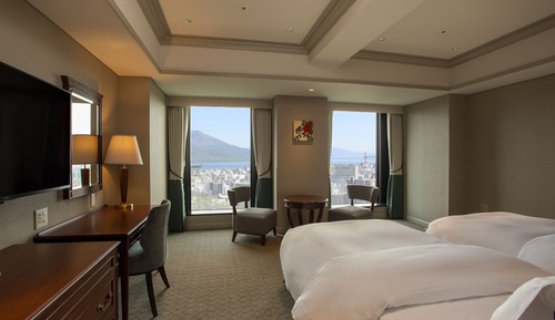 Habitación Grand con 2 camas individuales, no fumadores (Mt. Sakurajima View, No Extra Bed)