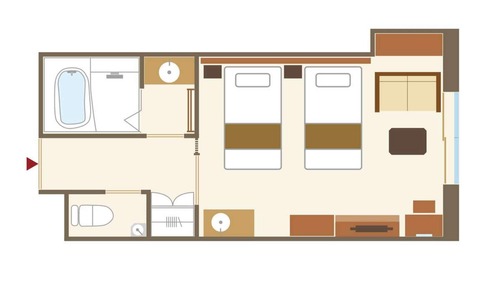 Habitación con 2 camas individuales, baño privado (Shikishimakan)
