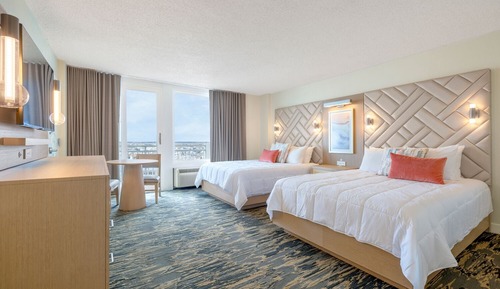 Habitación Deluxe, 2 camas de matrimonio, vistas a la ciudad