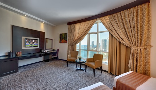 Habitación Deluxe con 2 camas individuales, 2 camas individuales, vistas parciales al mar