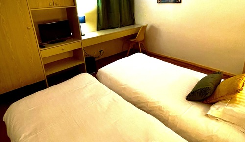 Habitación Confort con 2 camas individuales, bañera, vistas al jardín