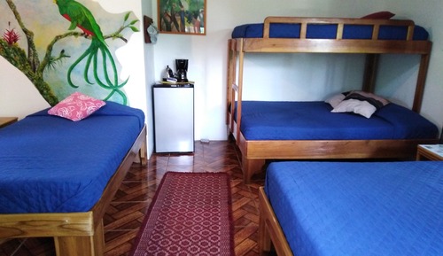 Habitación familiar, varias camas, vistas al jardín