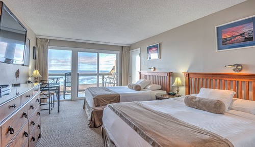 Habitación, 2 camas de matrimonio, vistas al mar