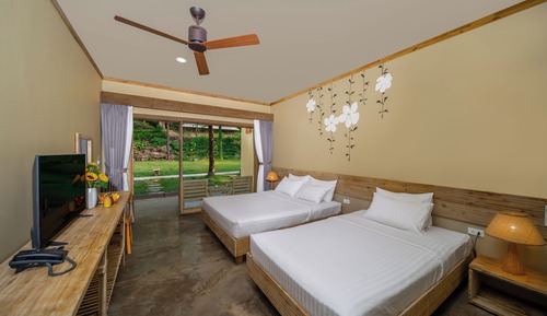 Habitación Deluxe con 2 camas individuales, vistas al jardín