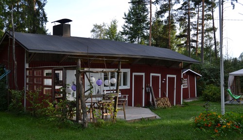 Cabaña, baño compartido, en edificio anexo (Summerroom, Shower in separate house)
