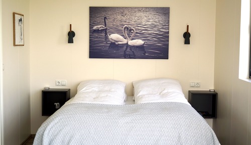 Cabaña panorámica, 1 cama de matrimonio, cocina básica, vistas al lago