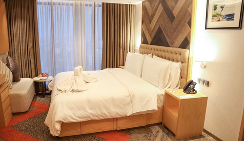 Habitación Deluxe doble, frigorífico y microondas, vistas a la ciudad
