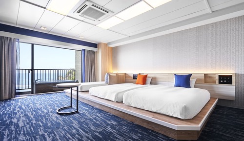 Habitación Deluxe con 2 camas individuales, no fumadores, vistas al mar (Open-air bath, 1-4 persons)