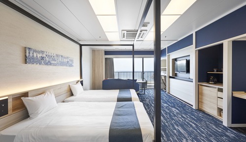 Habitación Deluxe con 2 camas individuales, no fumadores, vistas al mar (Open-air bath, 1-3 persons)