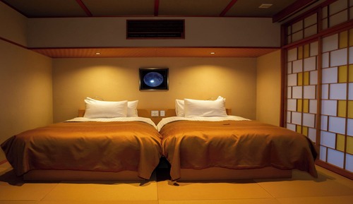 Habitación con 2 camas individuales (JPN/Western, with Pvt. Open-air Bath)