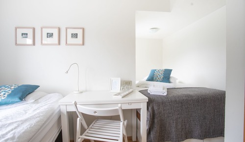 Habitación económica con 2 camas individuales, baño compartido