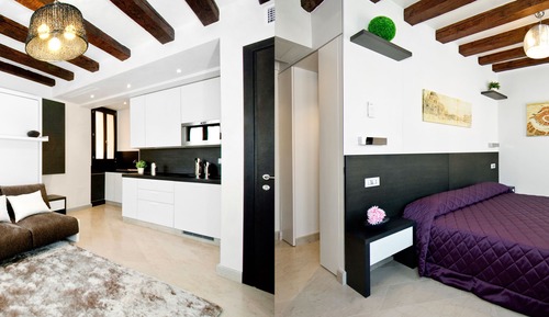 Habitación doble, cocina básica