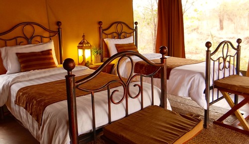 Tienda de lujo, 2 camas individuales, baño privado, vistas al jardín